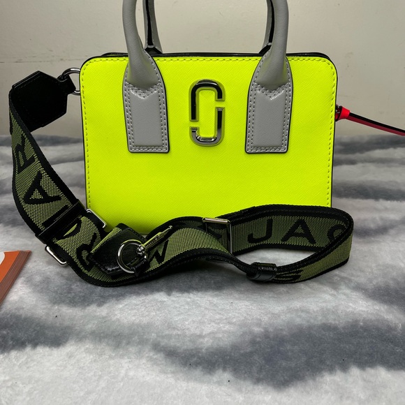 Neon Yellow and Gray Women's Handbag - Picture 3 of 9
